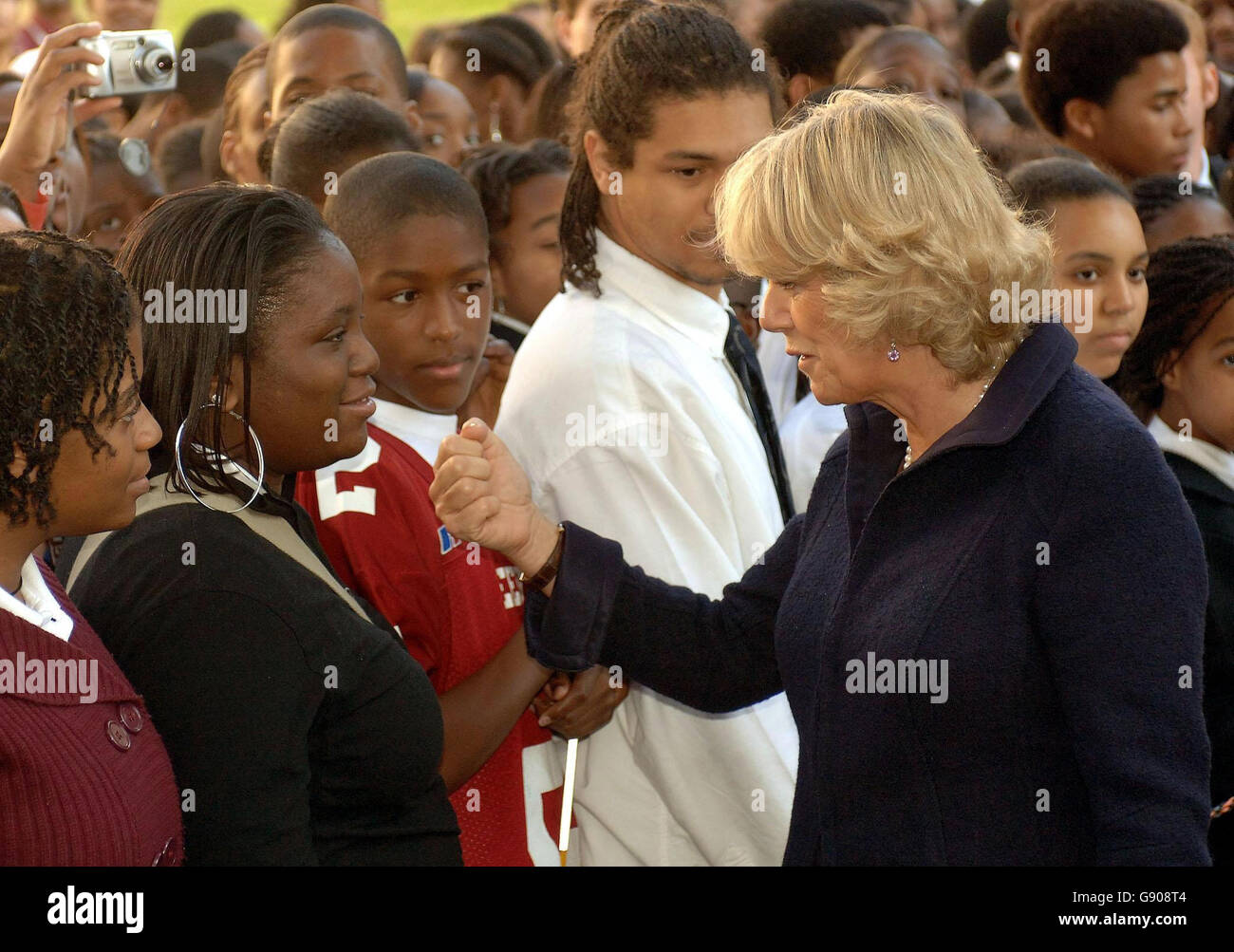 The Duchess of Cornwall talks to students at the Seed School on the outskirts of Washington DC this Wednesday November 2, 2005. The Prince and his wife arrived in the US capital from New York on the secondday of their week-long trip to the USA. See PA story ROYAL Charles. PRESS ASSOCIATION Photo. Photo credit should read: John Stillwell/PA Stock Photo