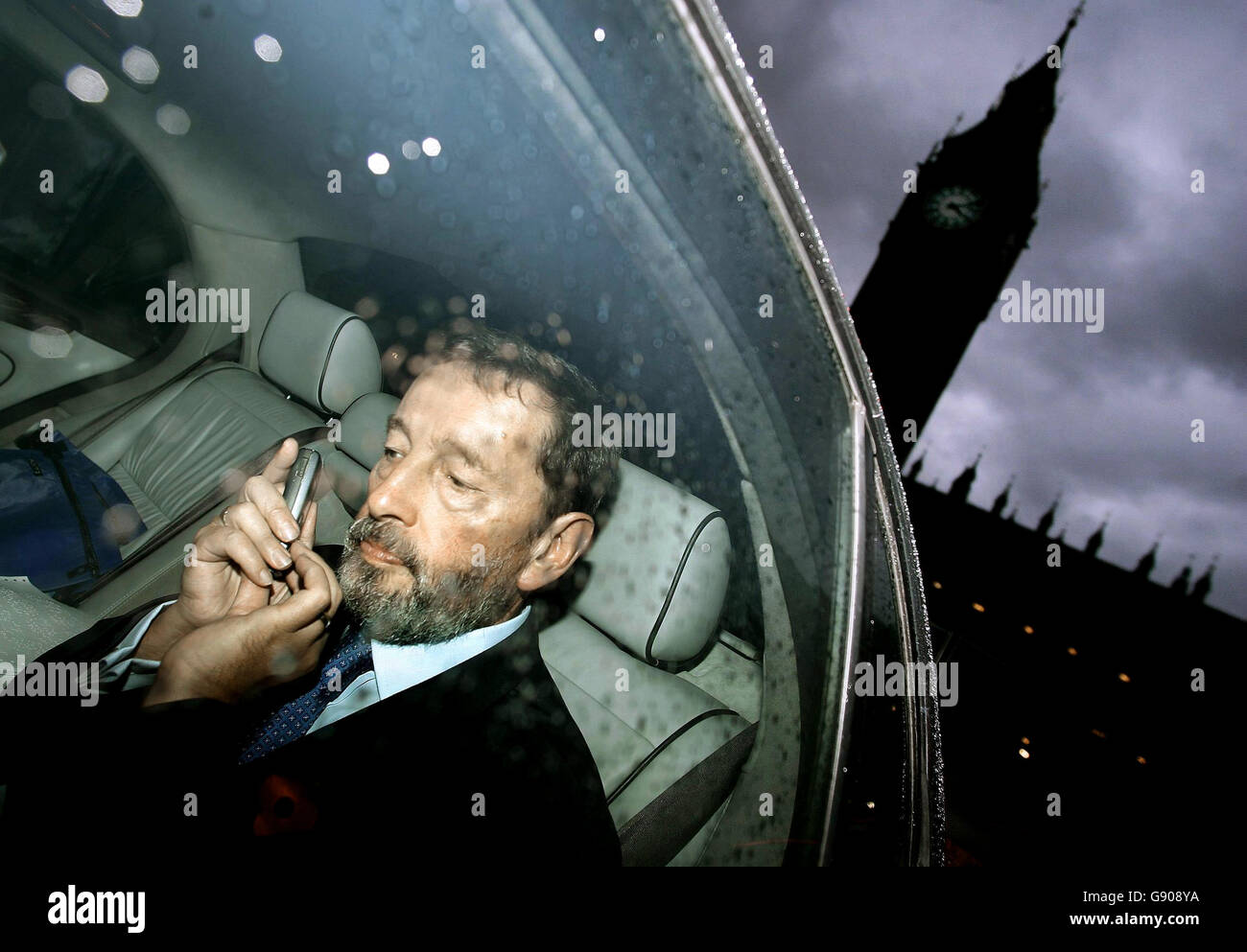 David Blunkett leaving the House of Commons. David Blunkett is contemplating the end of his Cabinet career today after being forced out for a second time. Mr Blunkett departed as Work and Pensions Secretary yesterday, saying he was paying the price for a simple mistake in his business dealings. Cabinet colleague John Hutton stepped into his shoes, switching from the role of Chancellor of the Duchy of Lancaster. The exit of Tony Blair's close ally came less than a year after he was forced to quit the Cabinet over the Kimberly Quinn affair. Stock Photo