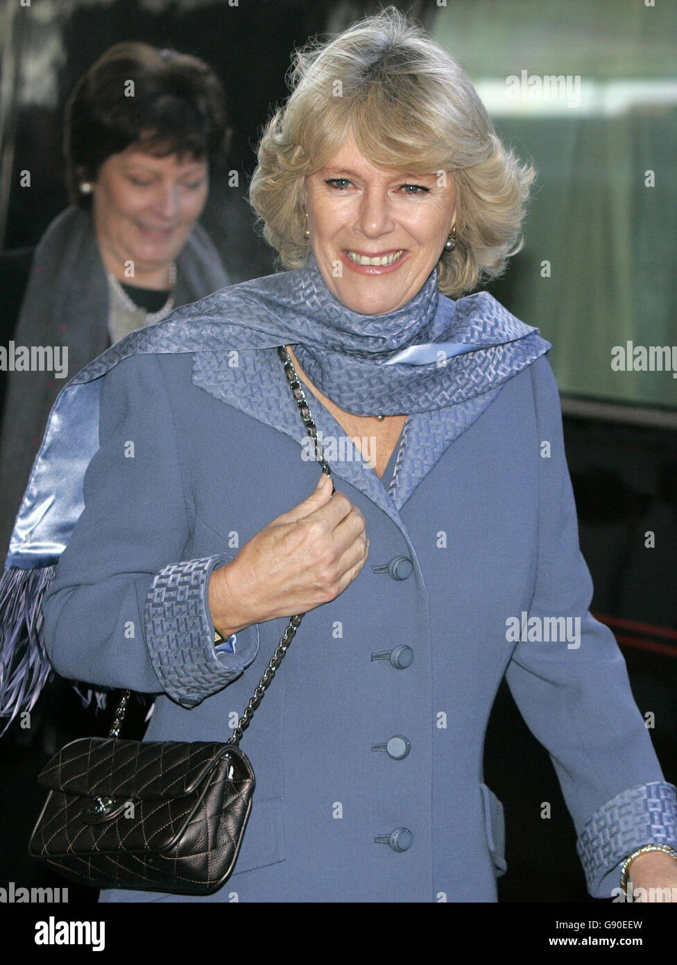 The Duchess of Cornwall smiles as she arrives at Warrington Bank Quay station with the Prince of Wales Friday November 18, 2005, ahead of a day of visits in Cheshire and Merseyside. See PA story ROYAL Charles. PRESS ASSOCIATION Photo. Photo credit should read: Phil Noble/PA. Stock Photo