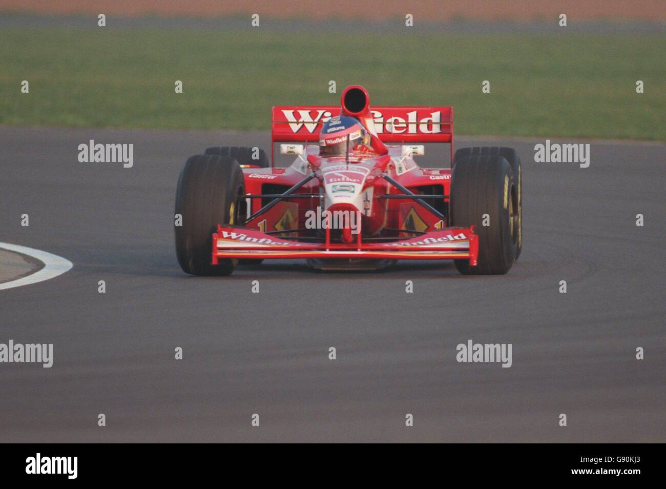 Formula One Motor Racing - Williams Launch - Silverstone. Jacques Villeneuve takes the new Williams car for a brief spin at Silverstone Stock Photo