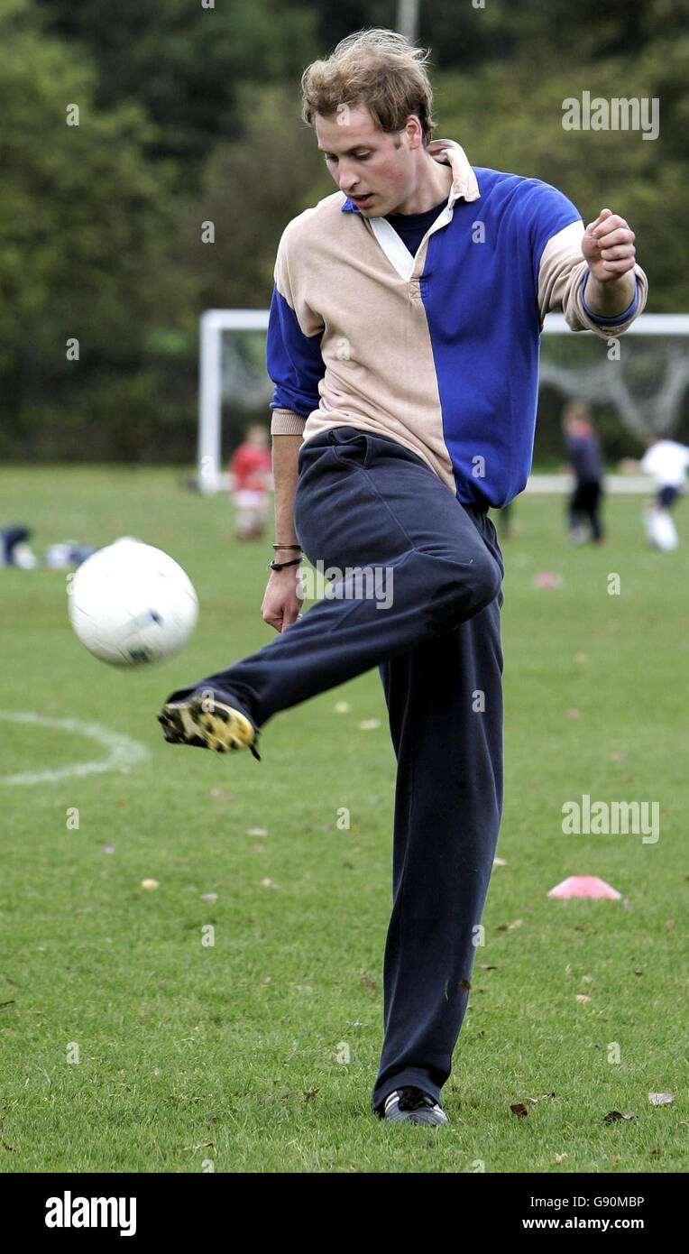 Prince William wears his Eton house colours of royal blue and fawn as
