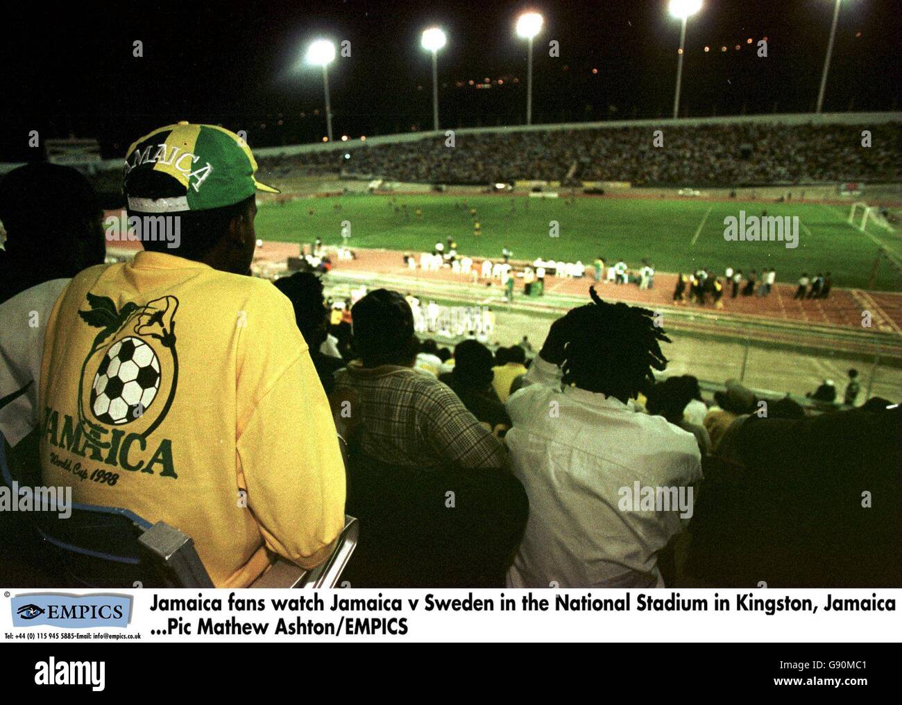 Jamaica fans watch jamaica in national stadium in kingston hires stock