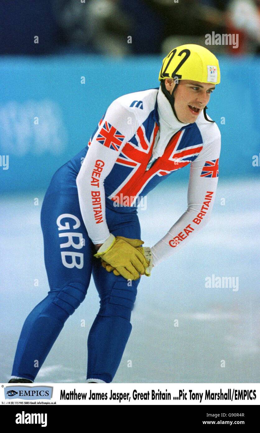 Short Track Speed Skating - Winter Olympics - Nagano 1998 - Men's 1000m Qualifying. Matthew James Jasper, Great Britain Stock Photo