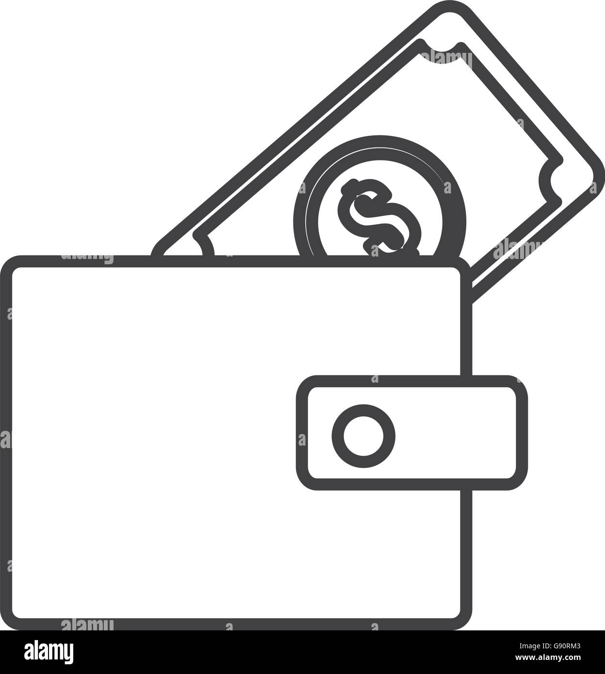 black and white wallet and money, vector graphic Stock Vector Image ...
