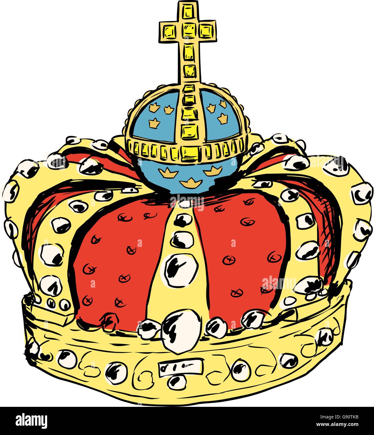 Sketch of royal crown worn by Swedish Queen Lovisa Ulrika in the 18th century Stock Vector