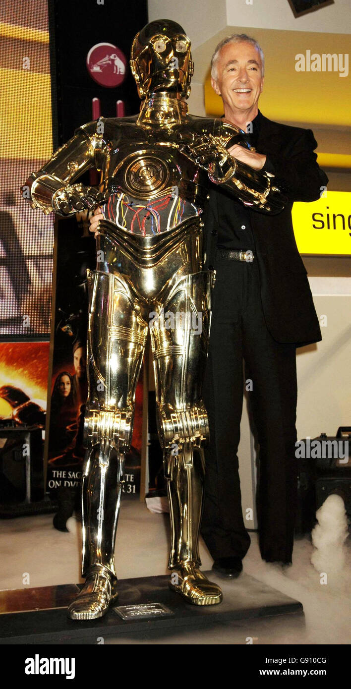 Anthony Daniels with his alter ego, C3-PO during a photocall to mark the launch of the new Star Wars DVD, 'Episode III: Revenge Of The Sith' and the Star Wars 'Battlefront II' video game, at the Oxford Street HMV, central London, Monday 31 October 2005. PRESS ASSOCIATION Photo. Photo credit should read: Yui Mok/PA Stock Photo