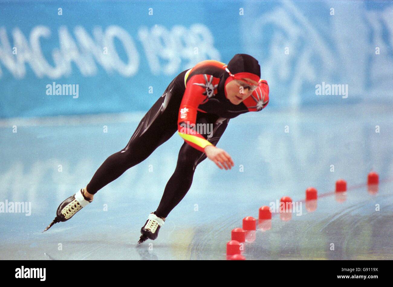 Speed Skating - Winter Olympics - Nagano 1998 - Women's 3000m. Claudia Pechstein, Germany Stock Photo
