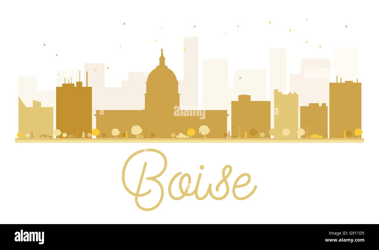 Boise City skyline golden silhouette. Vector illustration. Cityscape with landmarks Stock Vector