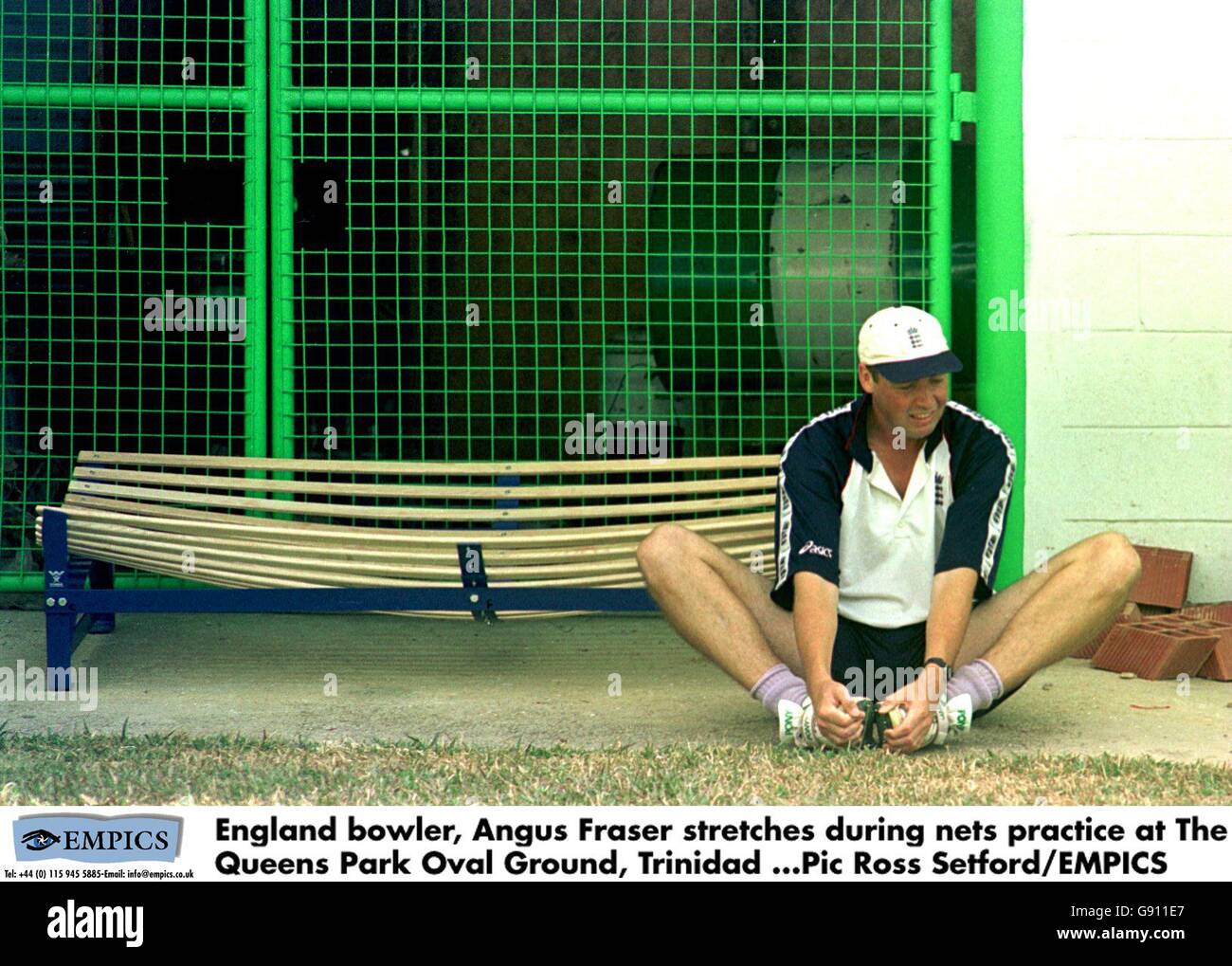 Angus fraser stretches nets practice queens park oval ground hires