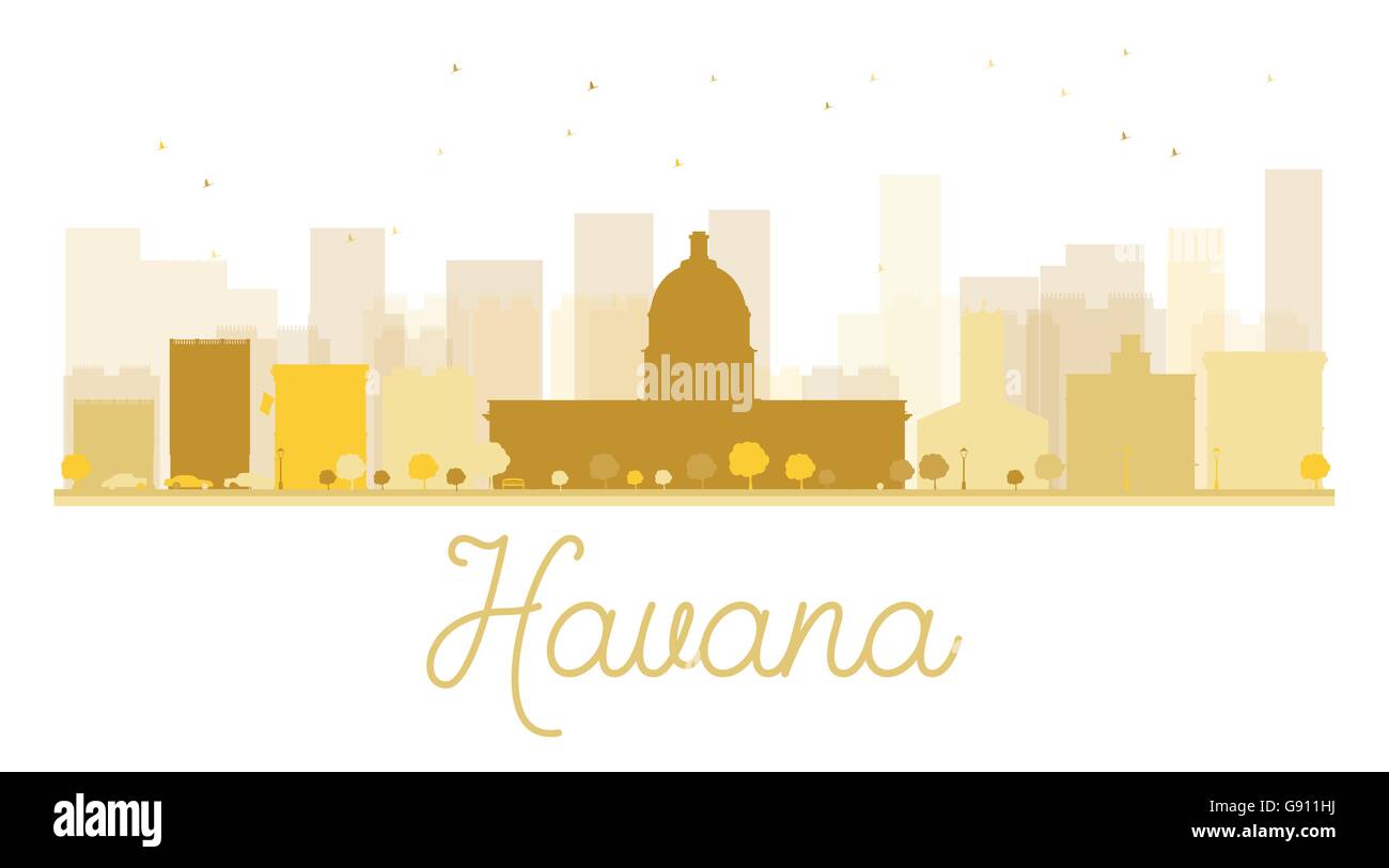 Havana City skyline golden silhouette. Vector illustration. Simple flat concept for tourism presentation, banner, placard or web Stock Vector