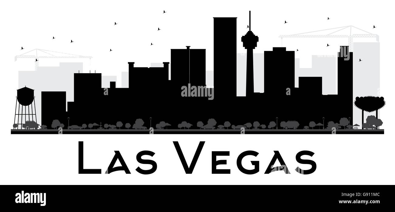 Las Vegas City skyline black and white silhouette. Vector illustration. Simple flat concept for tourism presentation, banner Stock Vector