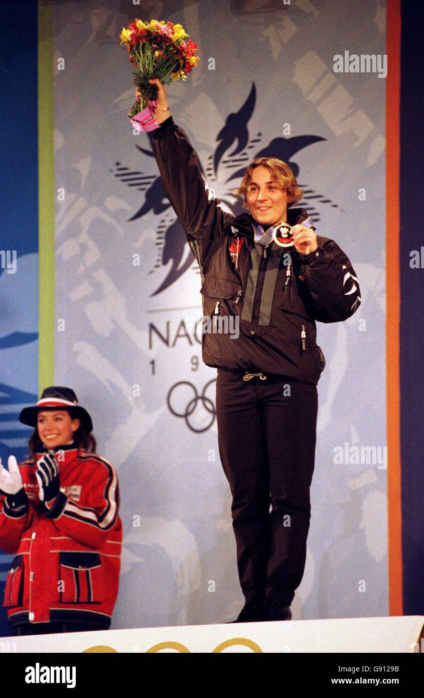 Medal Ceremony Winter Olympics Nagano 1998 Womens Halfpipe Stock
