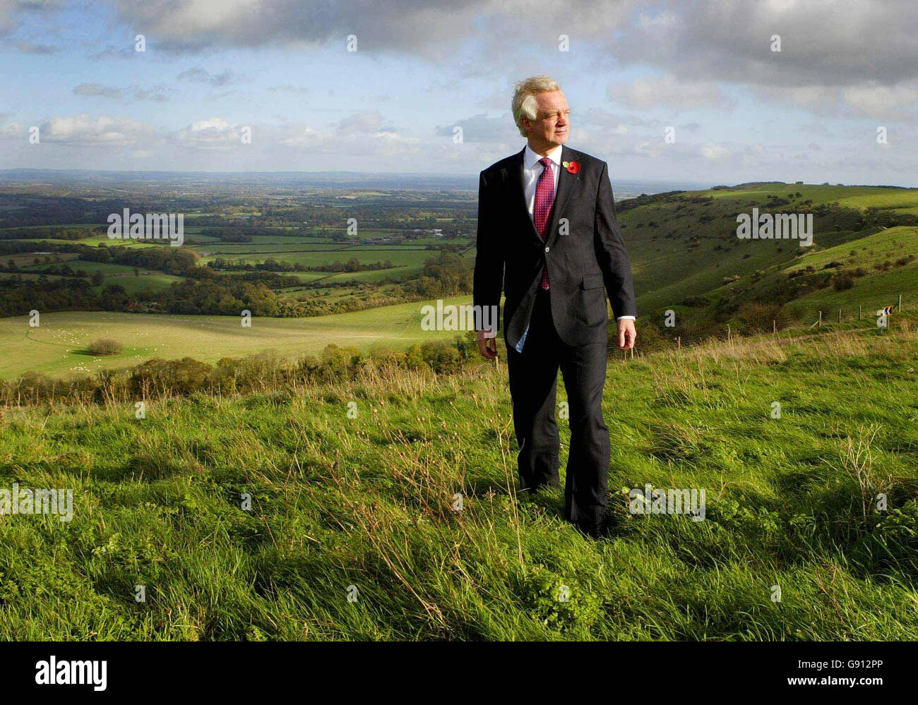 Conservative Party leadership candidate David Davis during a visit to Ditchling in Sussex to view the landscape Stock Photo