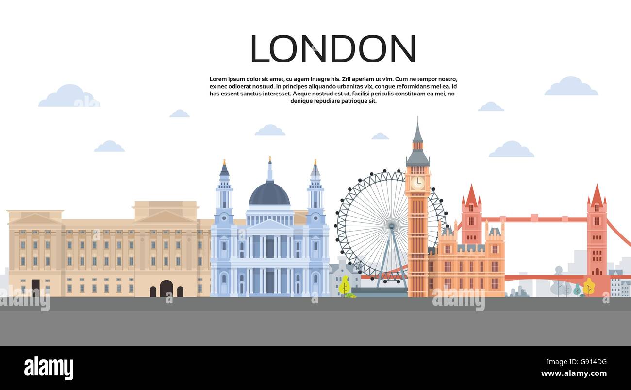 London English City View Copy Space Stock Vector