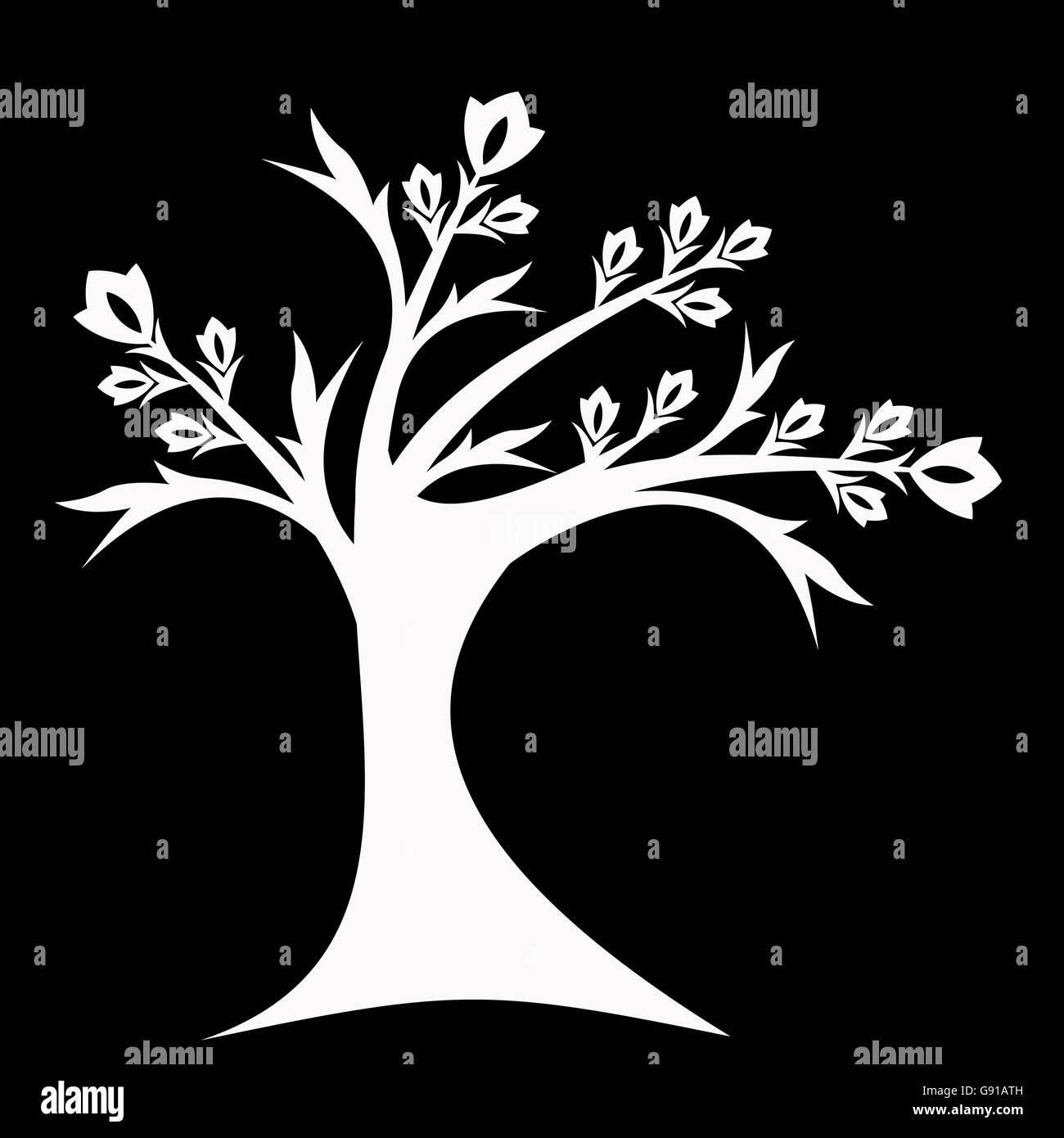 Beautiful art tree silhouette isolated on black background Stock Photo ...
