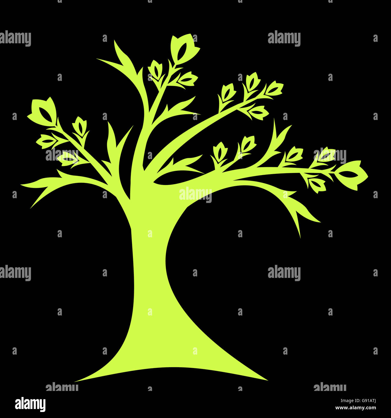 Beautiful art tree silhouette isolated on black background Stock Photo ...
