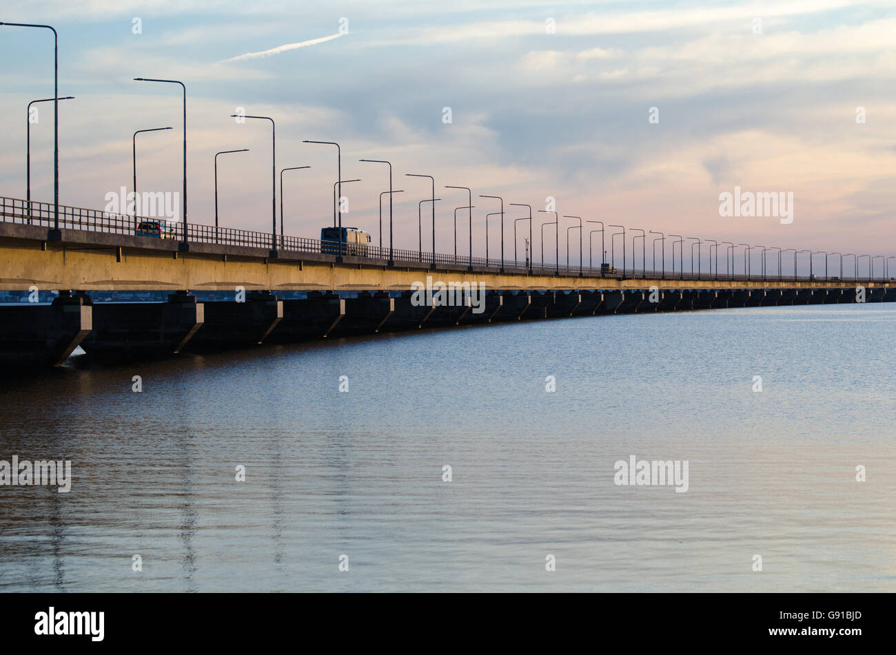 Detail of the Oland bridge in Sweden, connecting the island Oland with mainland Sweden Stock Photo
