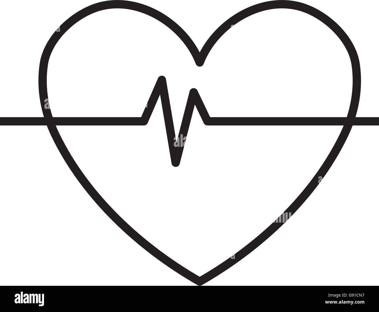 black and white heart and beats, vector graphic Stock Vector Image ...