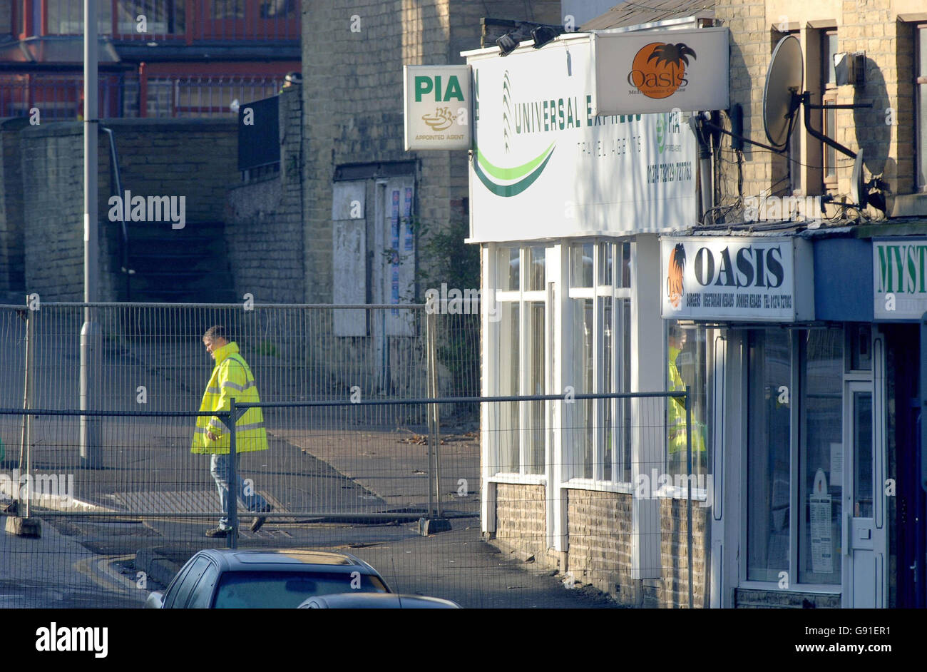 Metal fence is erected around universal express travel in bradford hi