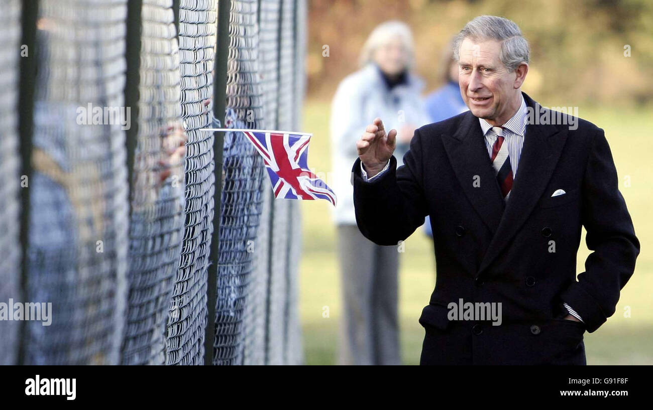 The Prince of Wales during a visit to the North London Collegiate School, Monday 21 November 2005 after he had earlier met volunteers who are helping rebuild parts of Sri Lanka hit by the Boxing Day tsunami by harnessing methane gas from buffalo.Charles visited the Department for Education and Skills in central London, where he met three women who helped set up an 'eco-centre' in one of the worst hit regions. But they did not manage to tell the Prince about one of their more innovative projects - collecting 'bio-gas' from buffalo faeces to fuel nearby cooking stoves. See PA Story ROYAL Stock Photo