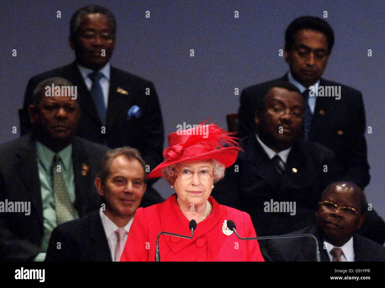 Britain's Queen Elizabeth II addresses the Commonwealth Head of