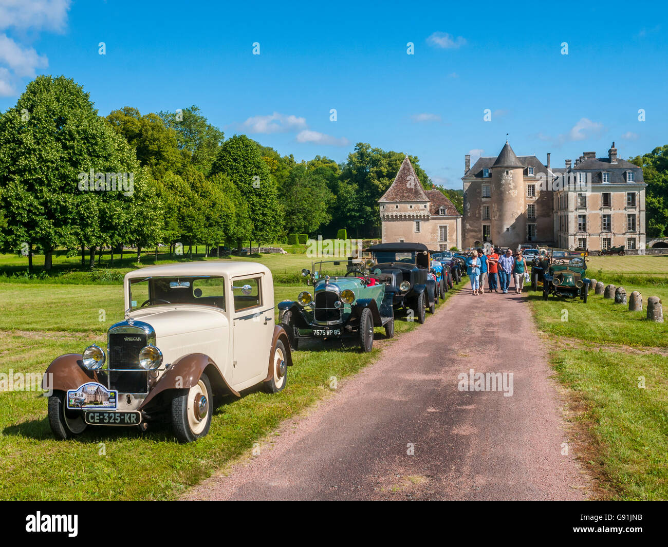 Vintage and veteran car rally, Chateau de Boussay - France. Stock Photo