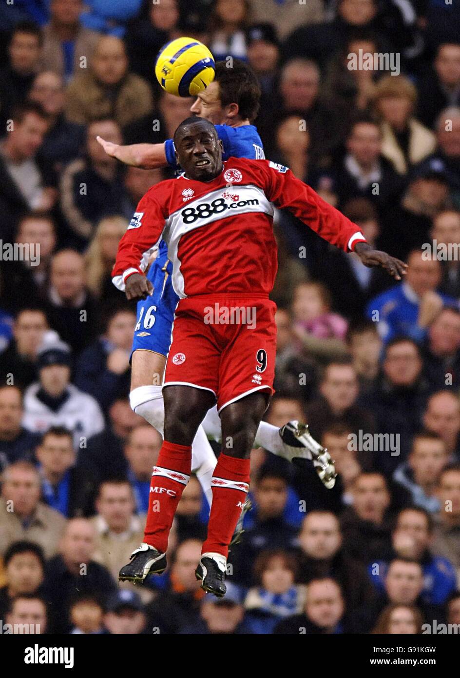 Chelsea's John Terry and Middlesbrough's Jimmy Floyd Hasselbaink battle