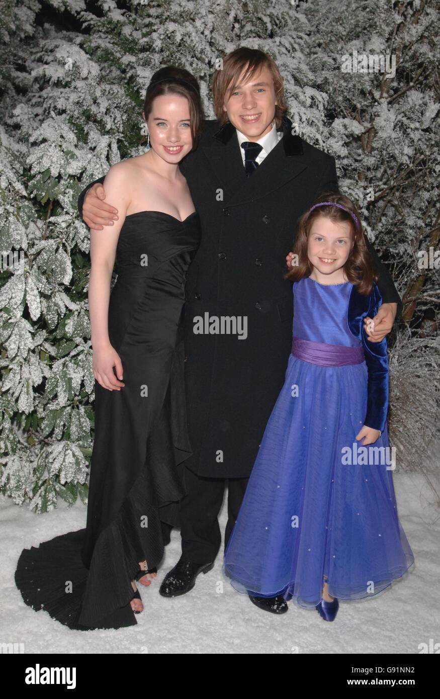 Anna Popplewell (L, Susan), William Moseley (Peter) and Georgie Henley (Lucy)arrive for the post-premiere party following the Royal Film Performance & World Premiere of 'The Chronicles Of Narnia', from Kensington Gardens, west London, Wednesday 7 December 2005. PRESS ASSOCIATION Photo. Photo credit should read: Ian West/PA Stock Photo