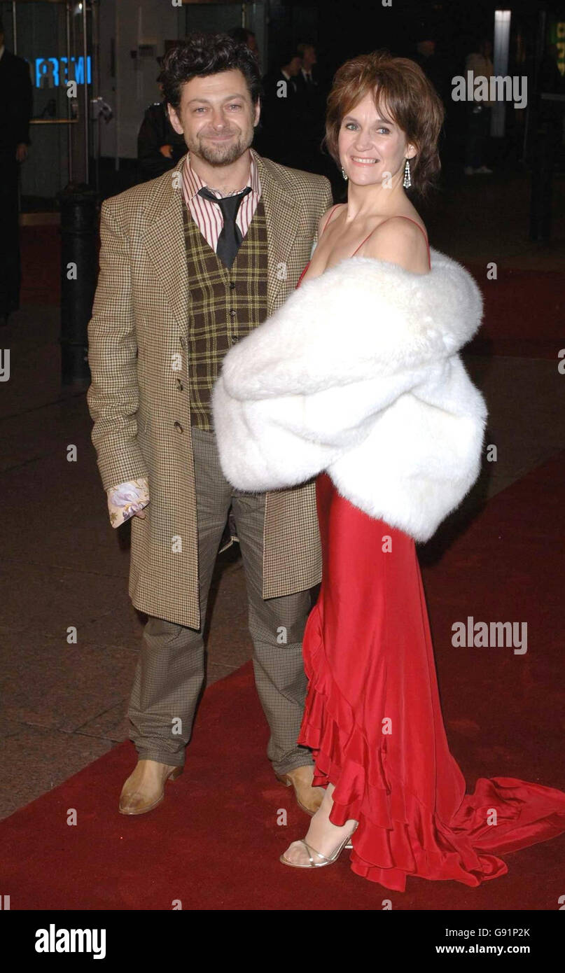 Andy Serkis and his wife Lorraine Ashbourne arriving for the UK film premiere of 'King Kong', at the Odeon Cinema, Leicester Square, central London, Thursday 8 December 2005. See PA story SHOWBIZ Kong. PRESS ASSOCIATION Photo. Photo credit should read: Steve Parsons/PA Stock Photo