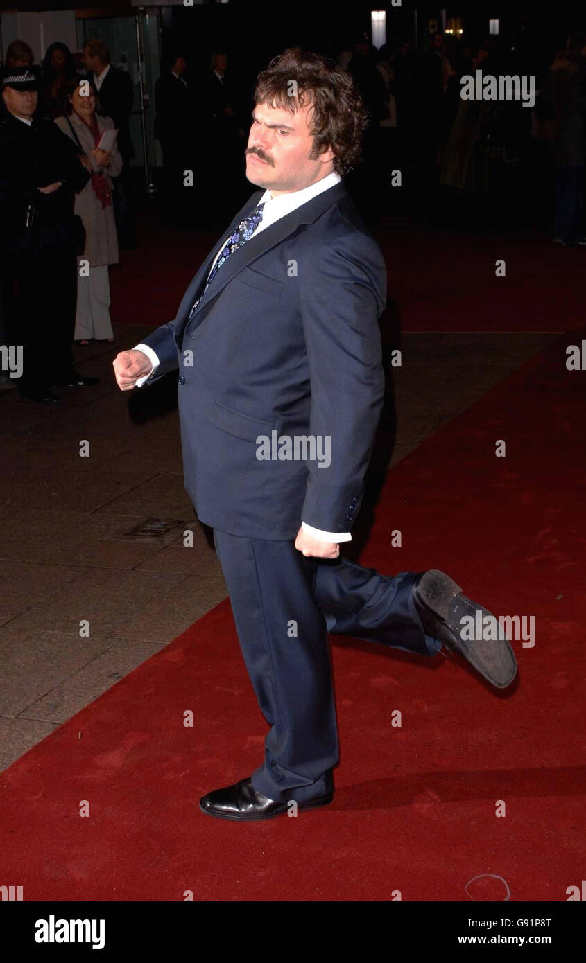 Jack Black arrives for the UK film premiere of 'King Kong', at the Odeon Cinema, Leicester Square, central London, Thursday 8 December 2005. Stock Photo
