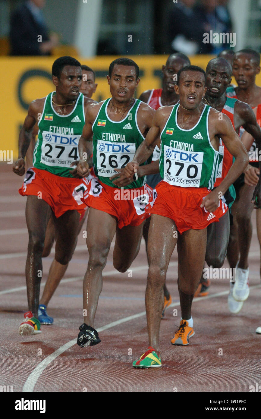 Left to right Sileshi Sihine, Kenenisa Bekele, and Abebe Dinkesa