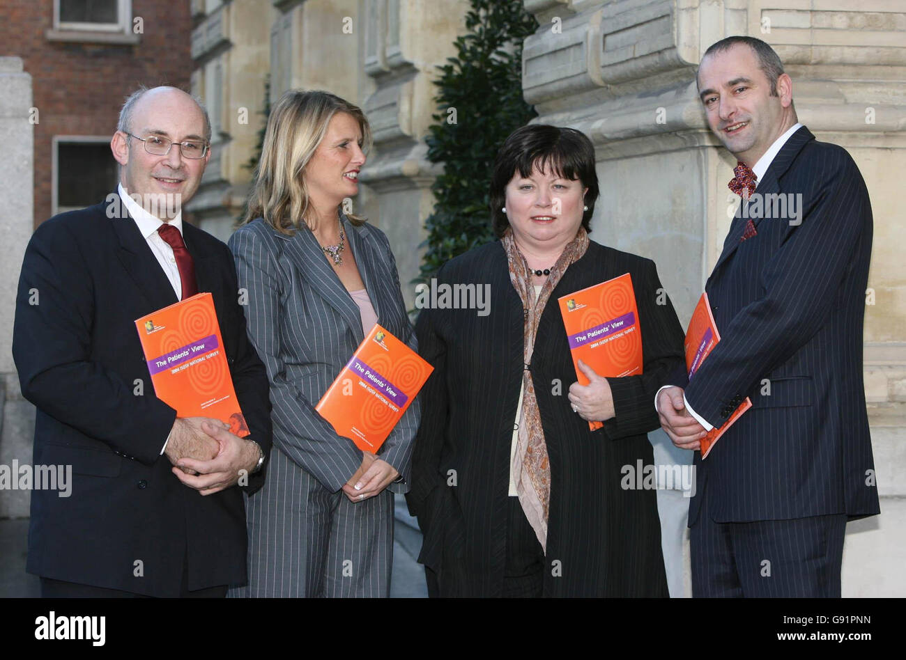 Irish Health Minister Mary Harney (centre right) stands alongside director Dr Willie Reddy (left), Marie Kehoe and Dr Ian Callaghanan for the launch of the Irish Society for Quality and Safety in Healthcare's national report (ISQSH) in central Dublin, Monday 12 December 2005. The report details almost 5000 patients' experiences of the quality of care and service received during a recent hospital stay. See PA Story HEALTH Report. PRESS ASSOCIATION Photo. Photo credit should read: Niall Carson/PA Stock Photo