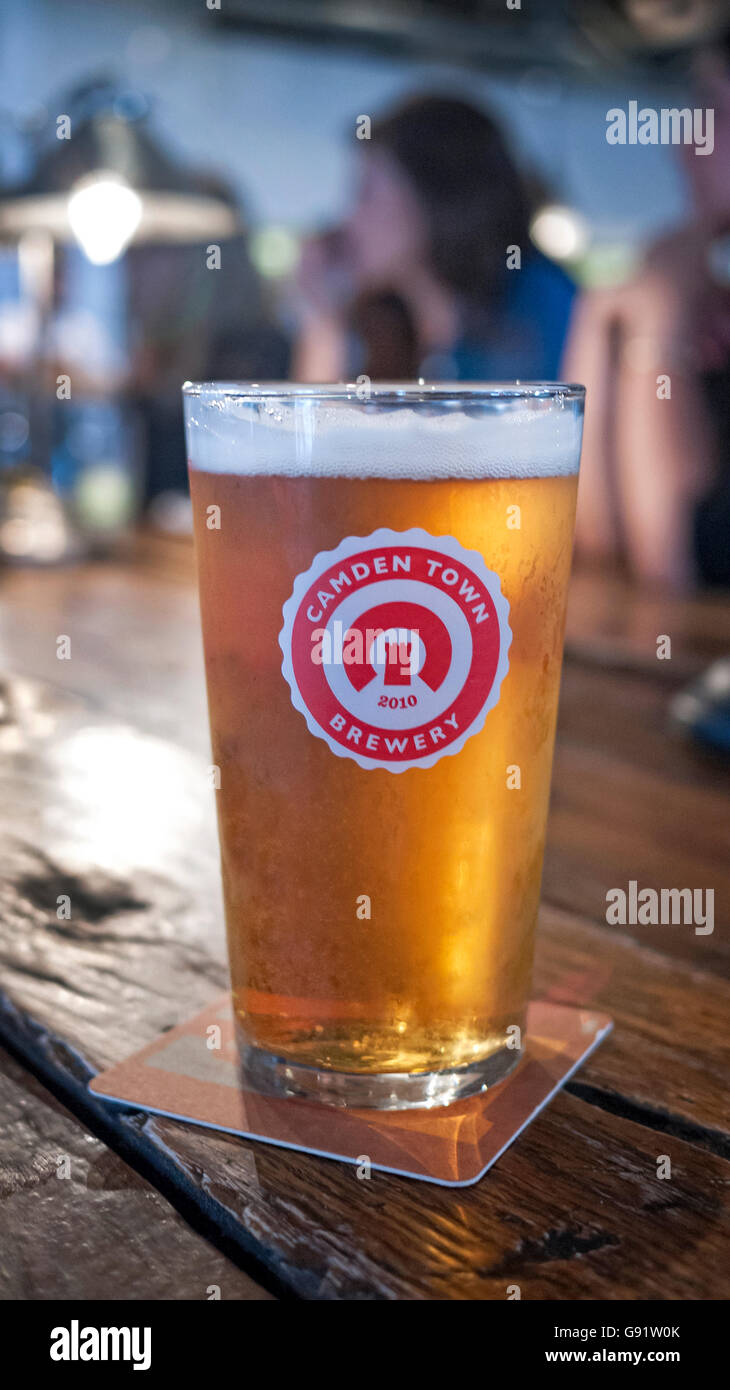 Camden Town Brewery pint of pale ale on a bar in Camden Town North London Stock Photo Alamy