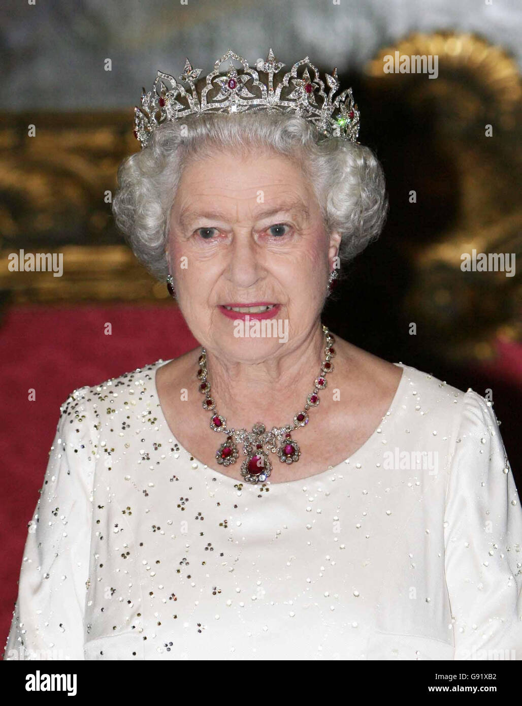 Britain's Queen Elizabeth II attends a State Banquet at the Palace