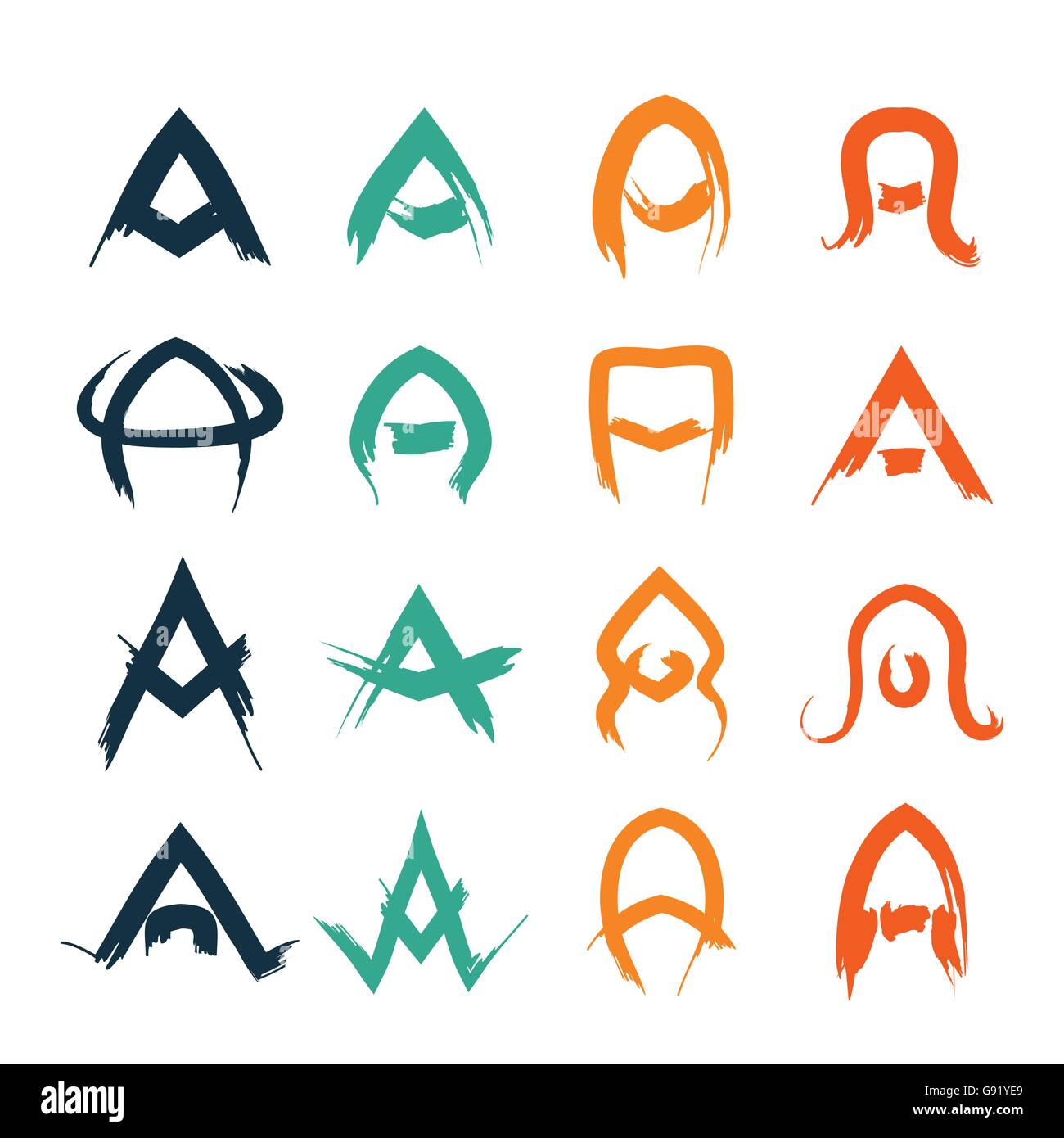 creative painted capital letter A design vector set Stock Vector
