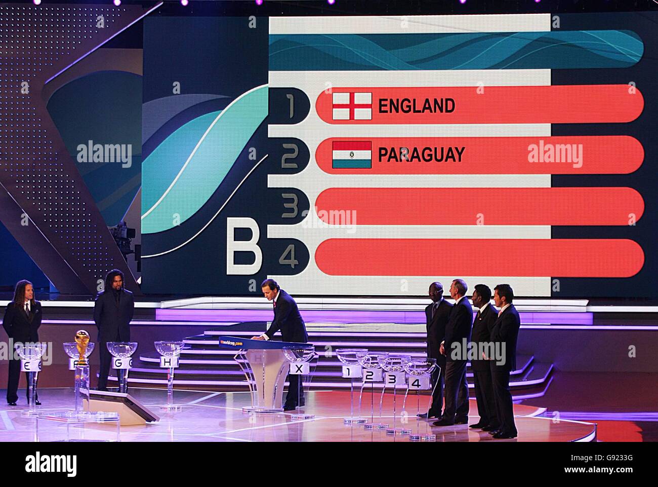 Soccer - 2006 FIFA World Cup Germany - Final Draw - Messe Leipzig. England are grouped with Paraguay in the 2006 FIFA World Cup final draw. Stock Photo