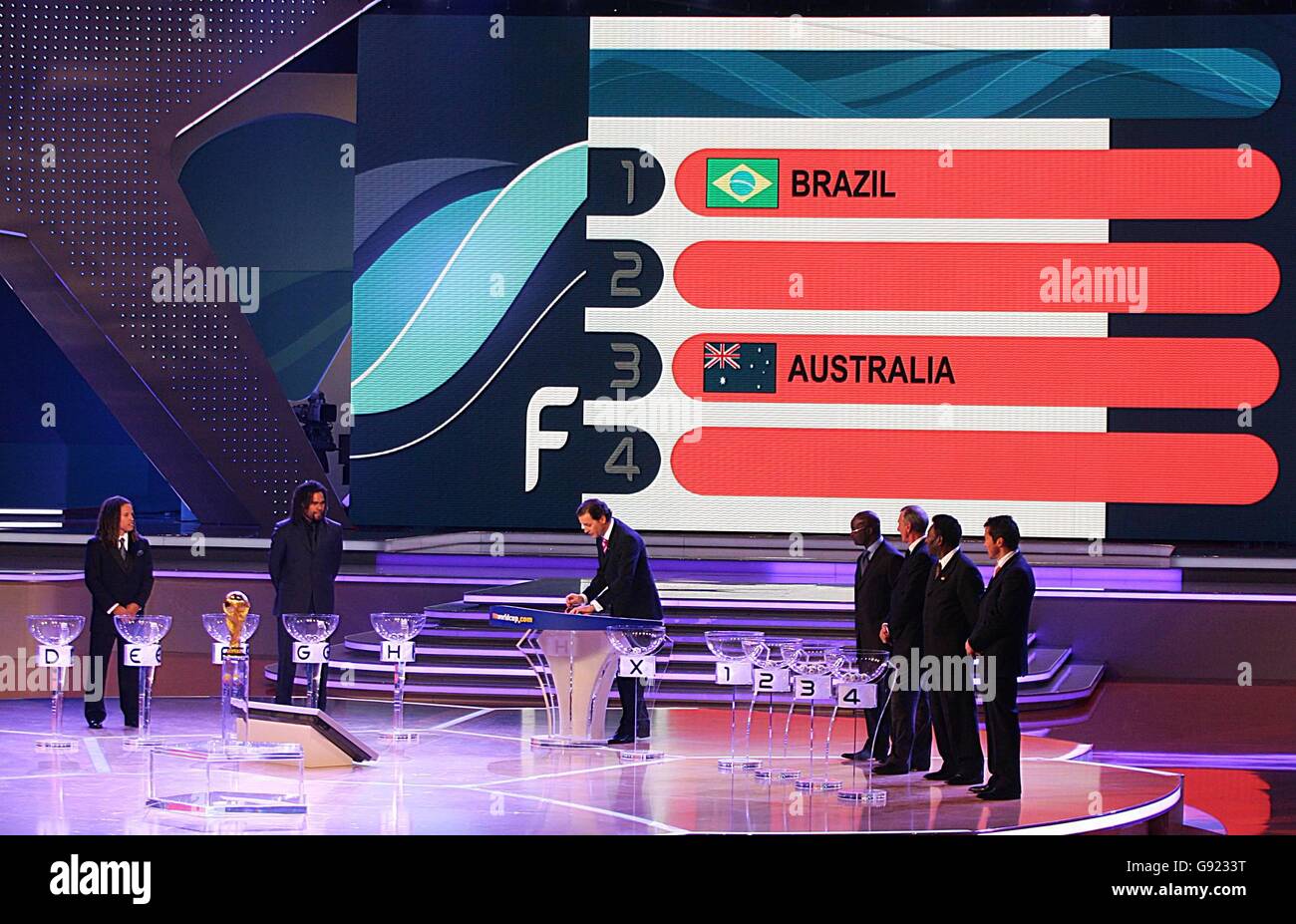 Soccer - 2006 FIFA World Cup Germany - Final Draw - Messe Leipzig. Brazil are grouped with Australia in the 2006 FIFA World Cup final draw. Stock Photo