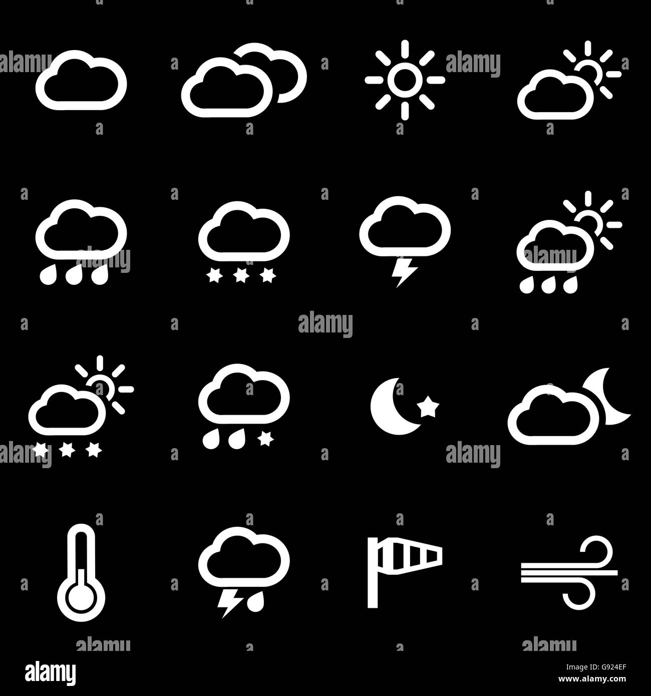 Vector white weather icons set Stock Vector Image & Art - Alamy