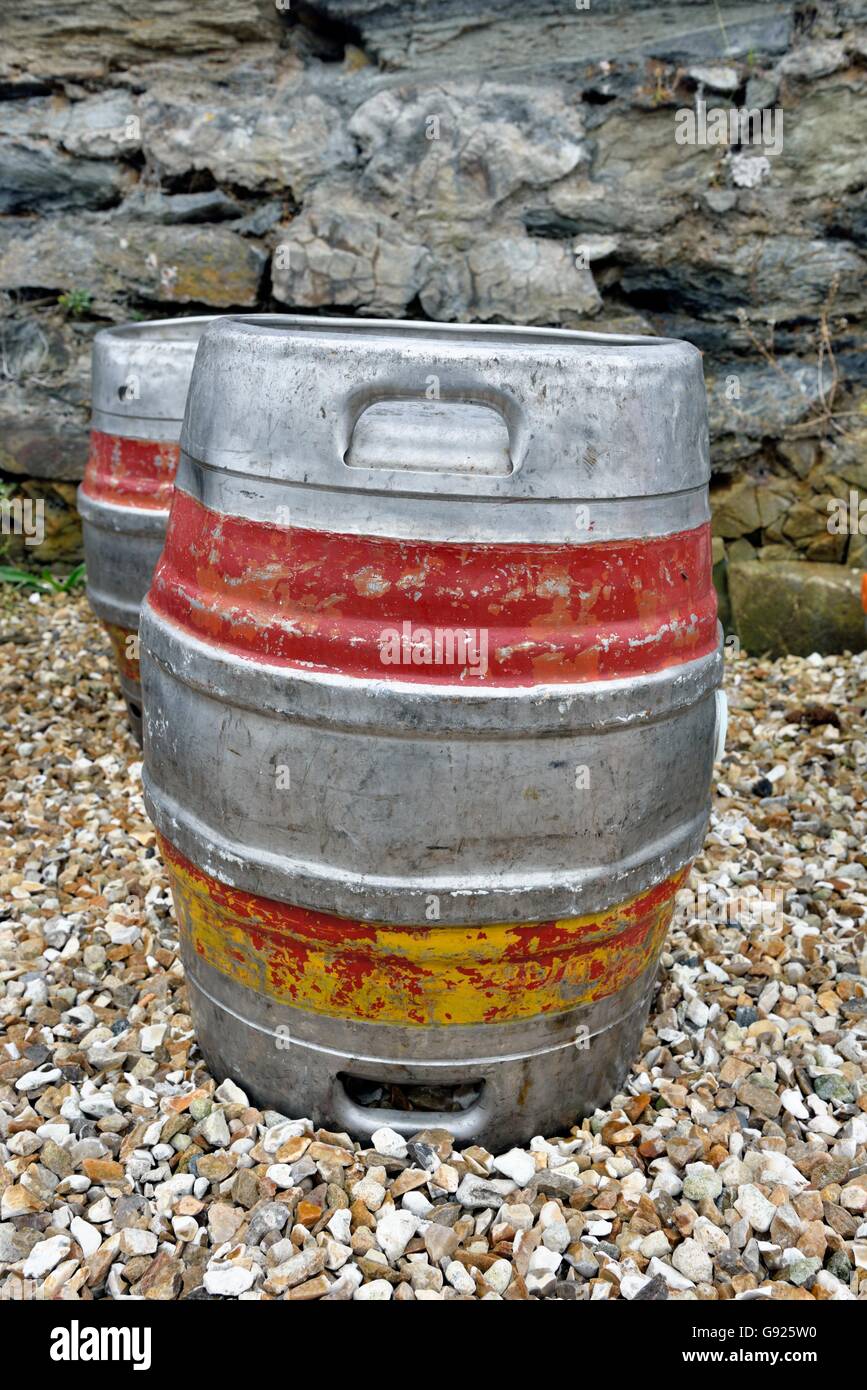 Assorted beer barrels england UK Stock Photo