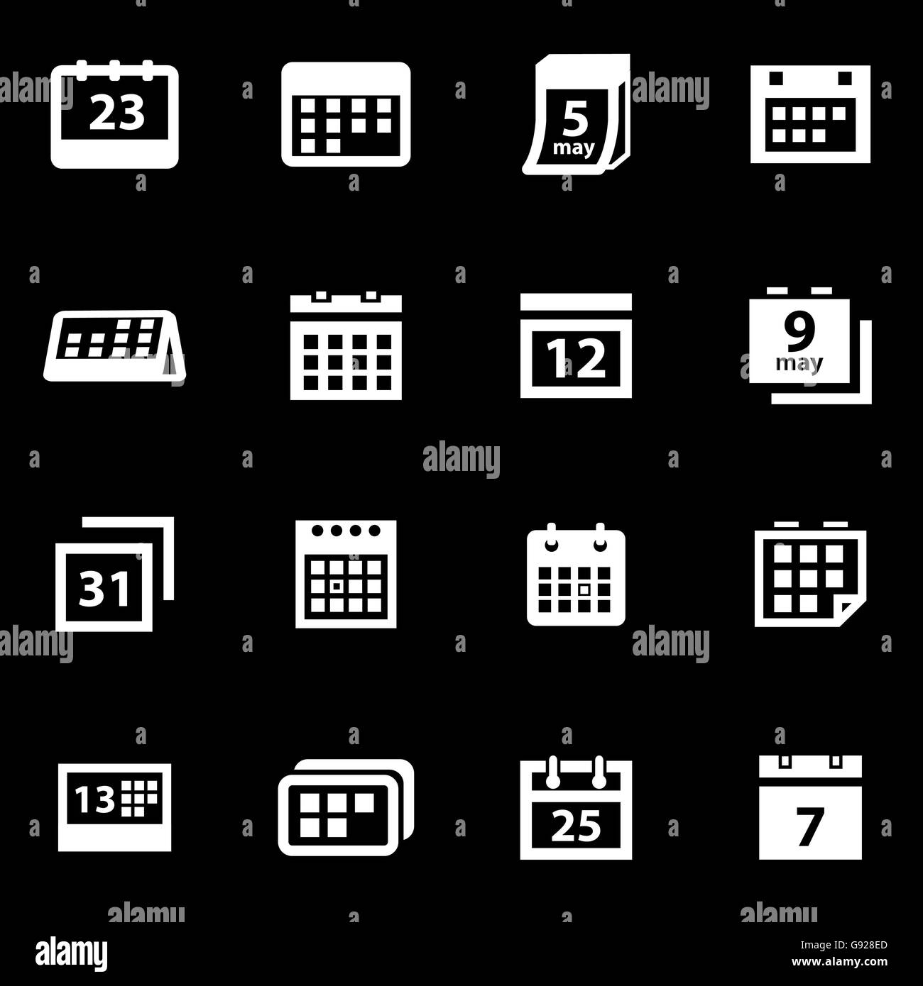 Vector white calendar icon set Stock Vector Image & Art - Alamy
