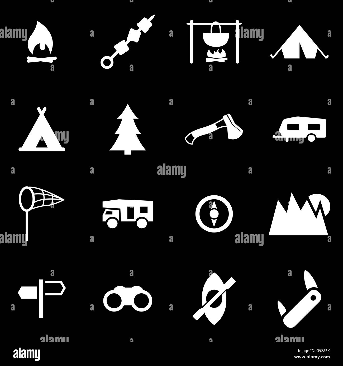 Vector white camping icon set Stock Vector Image & Art - Alamy