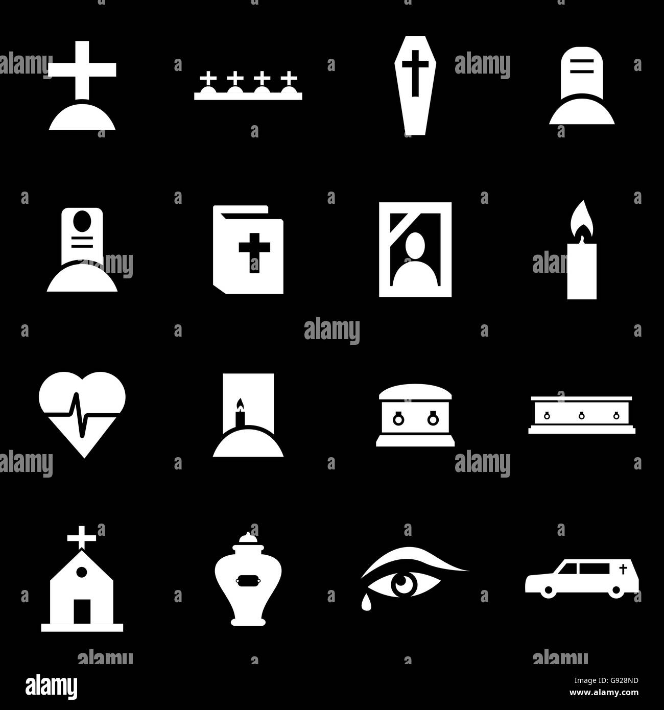 Vector white funeral icon set Stock Vector Image & Art - Alamy