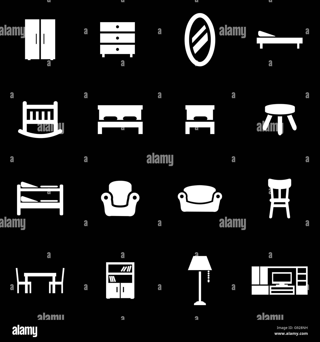 Vector white furniture icon set Stock Vector Image & Art Alamy