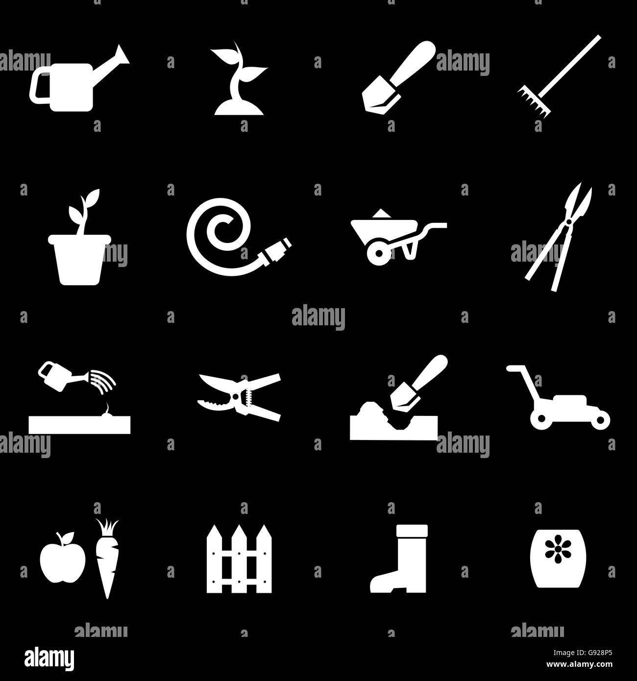 Vector white gardening icon set Stock Vector Image & Art - Alamy