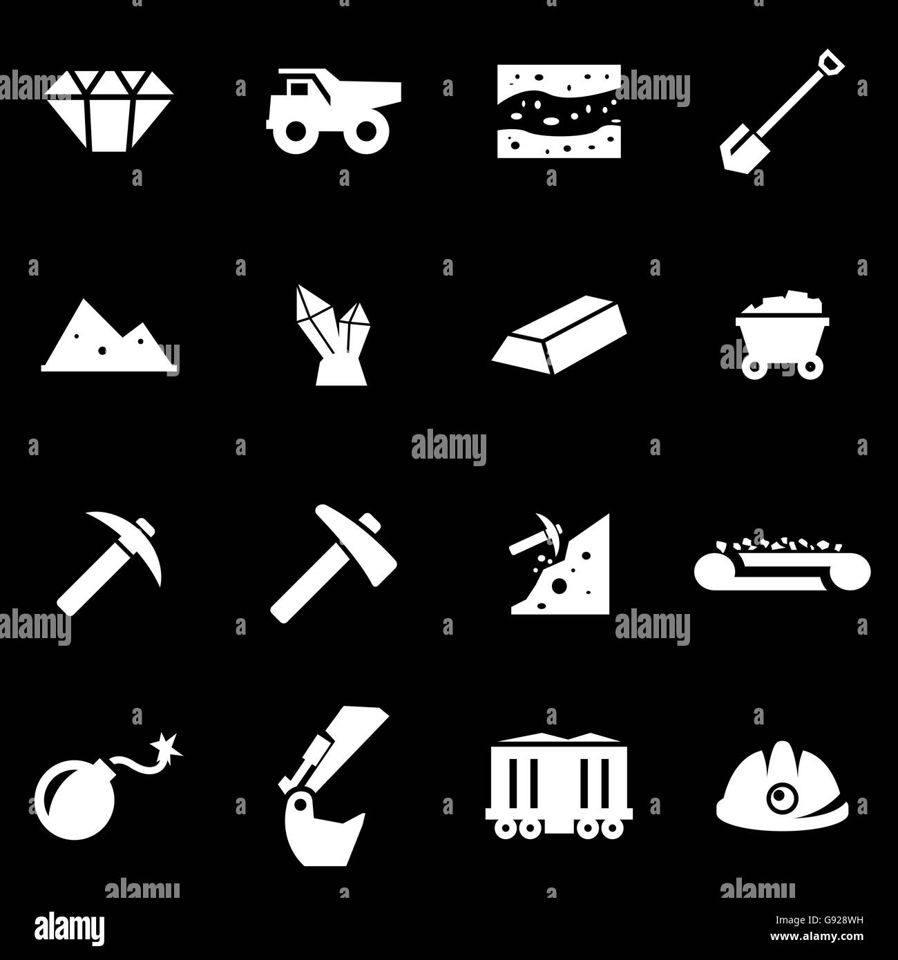 Vector white mining icon set Stock Vector Image & Art - Alamy