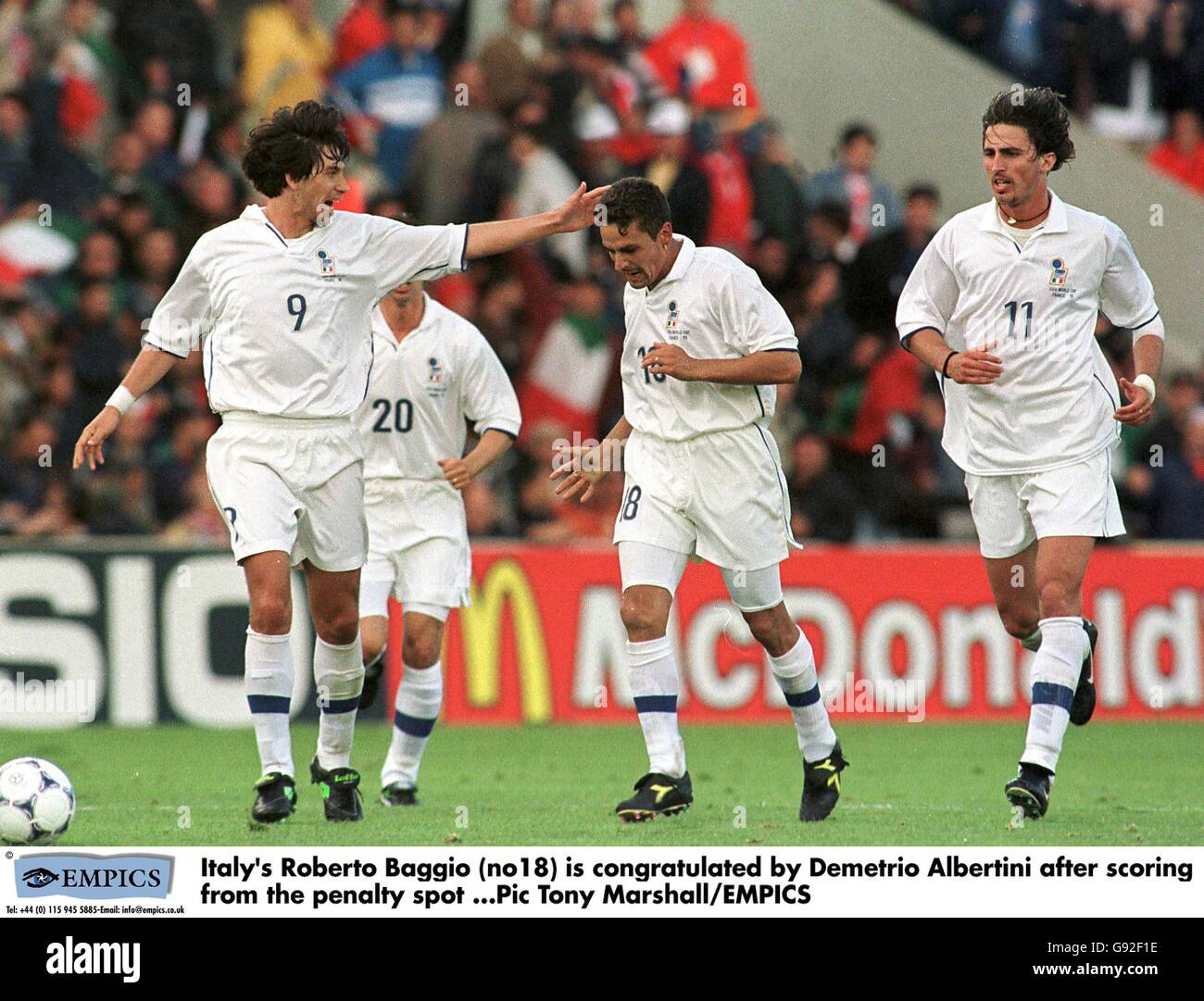 Soccer - World Cup France 98 - Group B - Italy v Chile Stock Photo