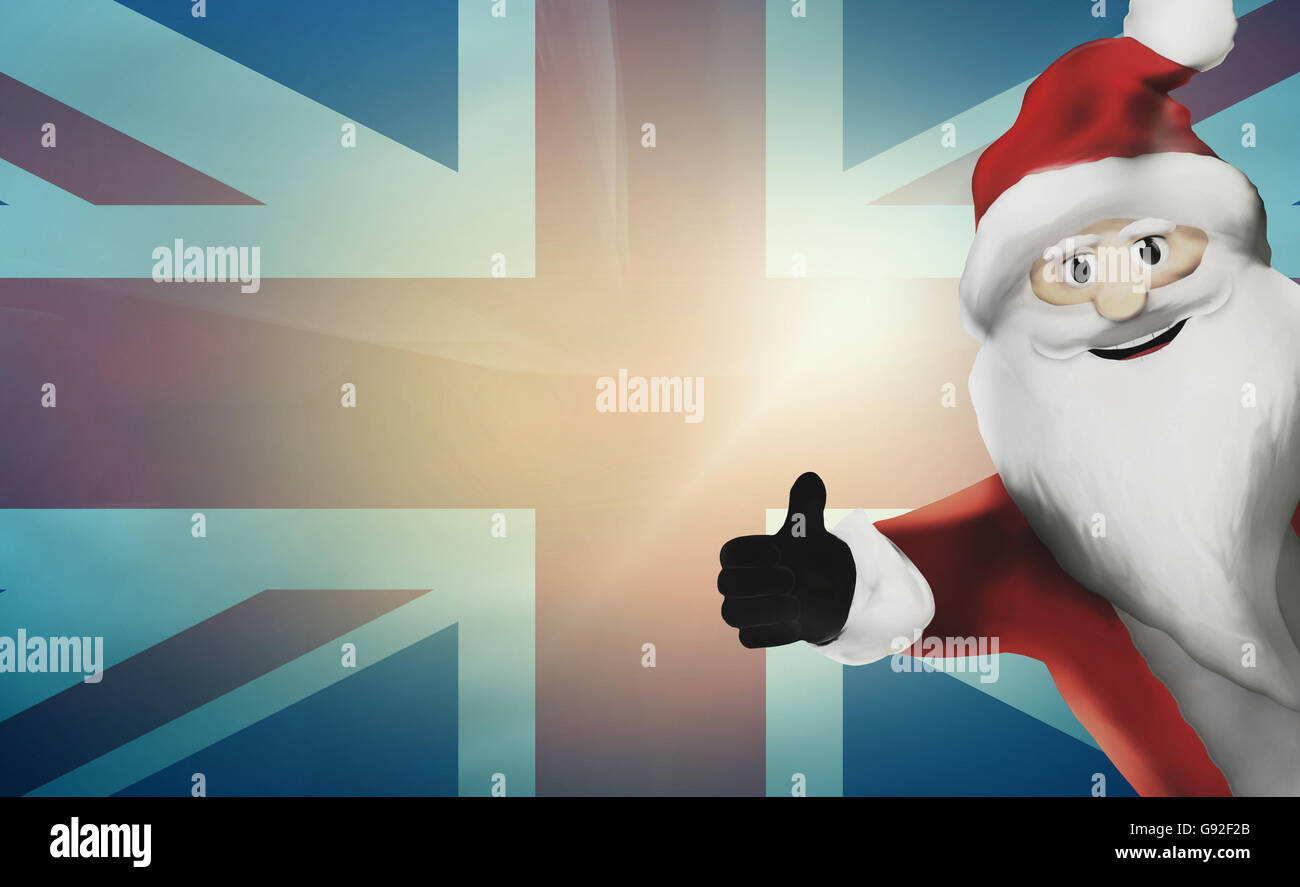 united kingdom Santa Claus 3d render thumbs up Stock Photo
