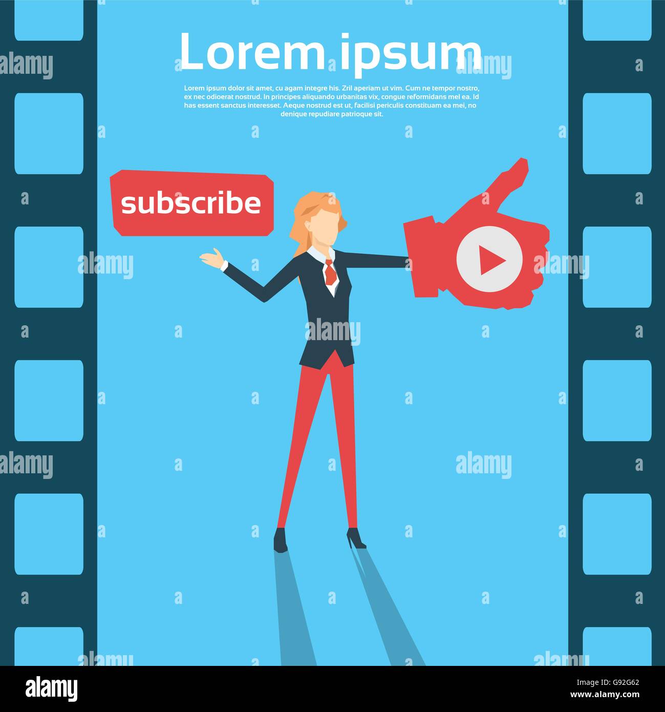 Woman Blogger With Like Thumb Up Video Blog Stock Vector Image & Art ...
