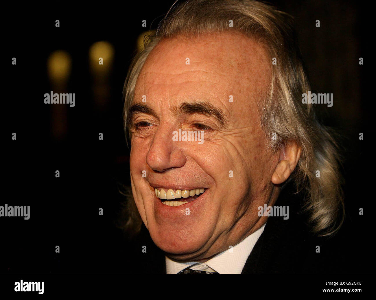 Nightclub owner Peter Stringfellow celebrates after he was granted licence for his proposed club to be based in central Dublin, Monday January 9 2006, despite fierce local opposition. The Stringfellow's club will be the largest of its kind in Dublin and will have up to 100 dancers working on two floors. At the Richmond District Court in Dublin, Judge Anne Watkins said she sympathised with local residents who felt offended by the opening of such a club in their area. See PA COURTS Stringfellow. PRESS ASSOCIATION Photo. Photo credit should read: Niall Carson/PA Stock Photo