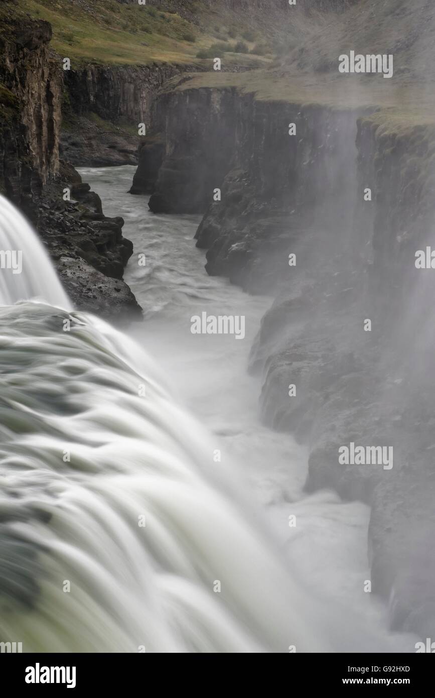 waterfall Gullfoss at river Hvita, Golden Circle, Southwest Iceland, Iceland, europe Stock Photo